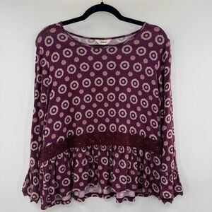 3For$20 Takara Floral Patterned Purple Flowy Boho Style Top Size: Large